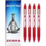 Zebra Z-Grip Smooth Ink Retractable Ballpoint Pen - 1.0mm Nib - Pack of 4 Pens - In Envelope Gift Packaging (Red)