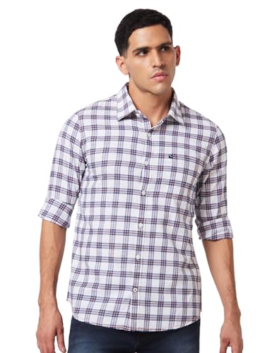 Image of Spykar Men's Regular Fit N /A Full Sleeve Checked Casual Shirts