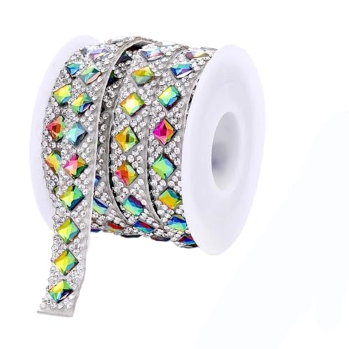 Ruban à strass autocollant arc-en-ciel 10mm garniture cristal pour bricolage vêtement