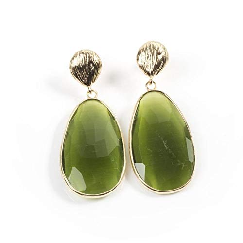 Boucles d'oreilles goutte œil de chat vert pour vos soirées