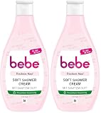 bebe Soft Shower Cream 2x250 ml, cremiges Duschgel für trockene Haut, Hautpflege Duschcreme mit sanftem Duft, spendet langanhaltende Feuchtigkeit