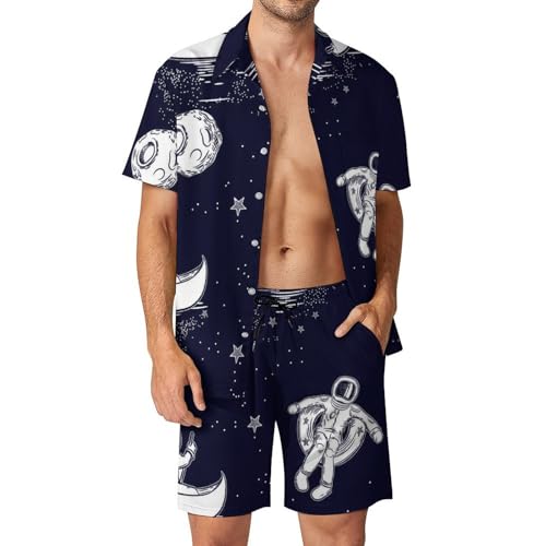 Chemise Hawaïenne Vaisseau Spatial Homme ensemble short vêtement plage été pantalon taille S