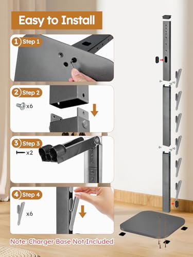 Image of Vacuum Stand for Dyson V16 Gen5 V15 V12 V11 V10 V8 V7 V6, Freestanding No-Drill Floor Stand w /6 Hooks, Cord Management & Heavy-duty Metal Weighted Base, Vacuum Attachment Organizer, Dark Gray