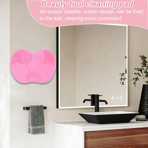 Lmyzcbzl Silikon-Make-up-Pinsel-Reinigungspad, Reinigungsmatte, Schrubber-Pad, Tragbares Waschwerkzeug für Make-up Pinsel (Rosa)
