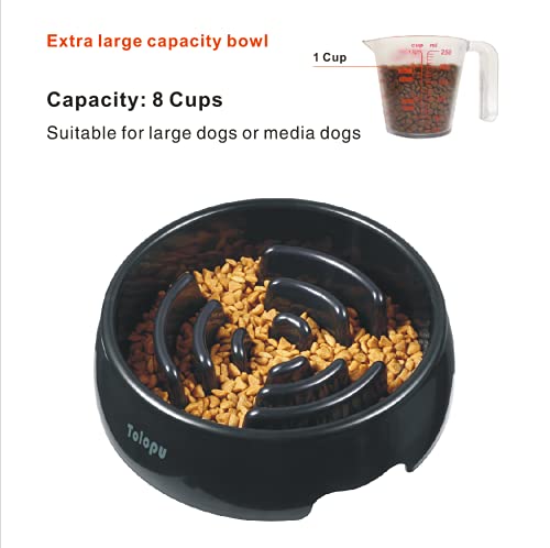 Large Slow Feeder Dog Bowls ,Hold 8 Cups,Stop Bloat Bowl Anti-Choking &Anti-Gulping & Fun Feeding Bowl (Large, Black) #TOP1