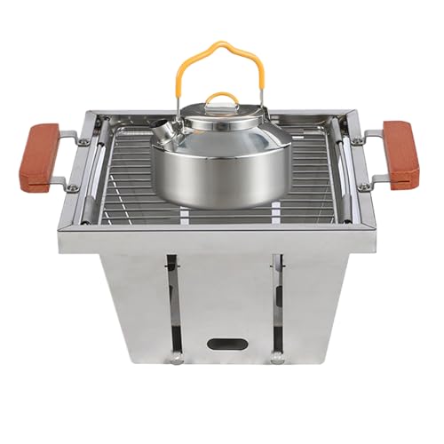Barbacoa de camping | Barbacoa de carbón vegetal ajustable en 4 alturas, cocina plegable – para camping al aire libre, barbacoa, picnic, balcón, jardín,