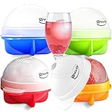 Unique Ice Ball Maker Sphere Mold - 4 Pack - Round Ice Cube Mold - Make Large 2.5-inch Ice Cube Balls for Whiskey - Lightweight, Flexible & Durable Spherical Silicone Ice Tray- Multicolor