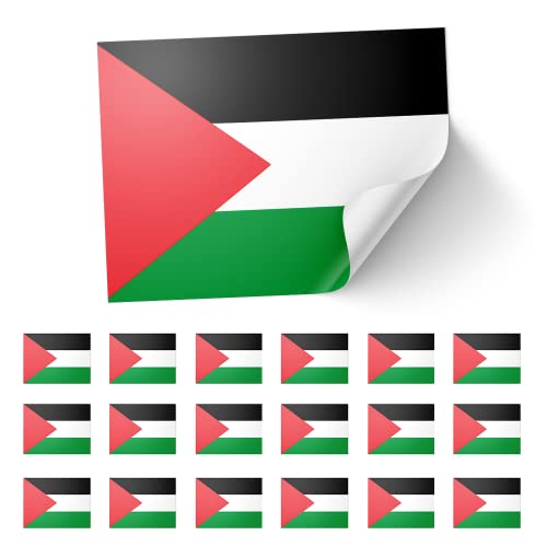 Image of 20 X Palestine Stickers – Palestinian Flag Decals 8.5cm x 5.5cm – Red, Green, White and Black Stickers for Laptops, Scrapbooks, Festivals, and Crafts
