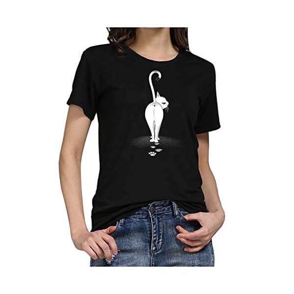 Women Girls Plus Size Print Tees Shirts Summer Cartoon Trendy Scoop Neck Thin Short Sleeve/Sleeveless Blouse Tops - Image 3