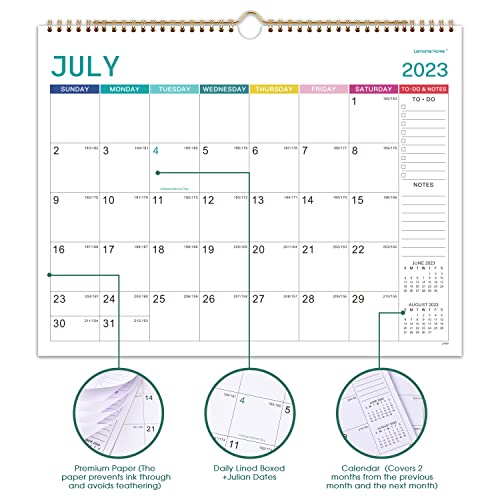 2023-2024 Wall Calendar - 18 Monthly Calendar 2023-2024, July 2023 - December 2024, Wall Calendar 2023-2024 With Thick Paper, 14.5" X 11", Twin-Wire Binding + Hanging Hook + Unruled Blocks With Julian Date #TOP3