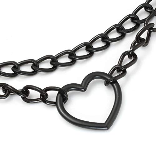 MANFNEE PU Leder Choker Punk Emo Herz Anhänger Kette Choker Halsband Halskette für Frauen verstellbar