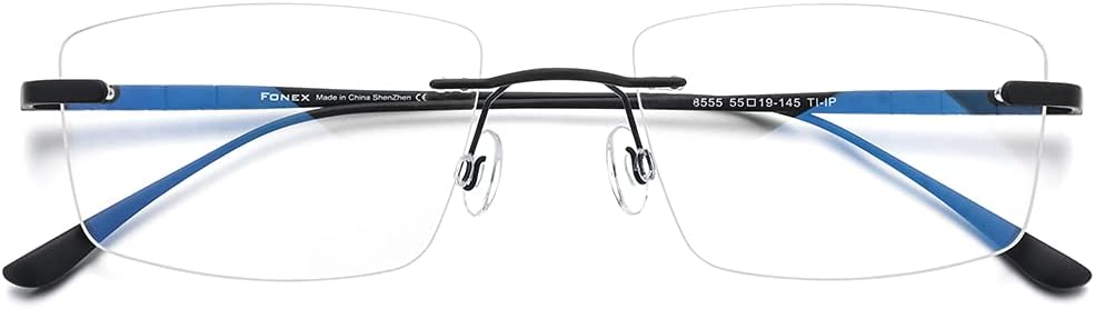 FONEX Titanium Glasses Frame for Men,Square Eyewear Full Optical Eyeglasses F85641 - Image 4