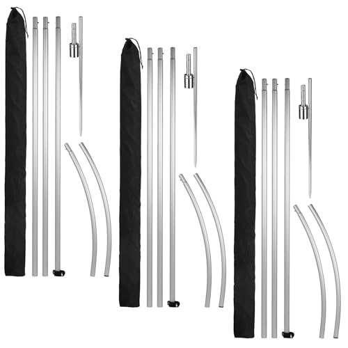Diegimr 3 Sets Feather Flag Pole Kit, 4.5m/15ft Aluminium Alloy Premium Swooper Feather Flag Pole Kit Suitable for School Church Activities Sporting Events Outdoor Business Advertising by Diegimr - Used condition - US$42.51