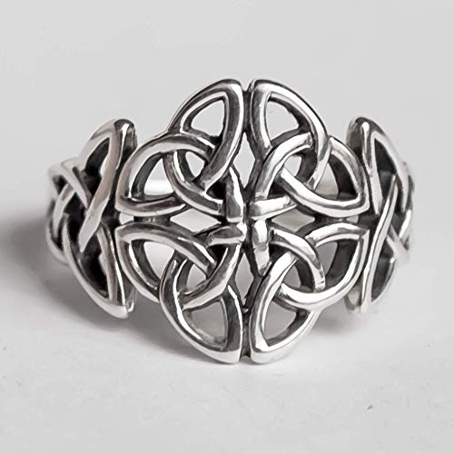Celtic Trinity Knot Ring Sterling Silver 925 Viking Motif Norse Nordic Wiccan Jewelry Filigree Braided Irish Pattern Rings For Women Girls Handmade #TOP2