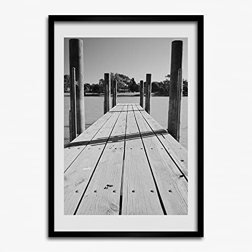 Peinture 50x70 cm Jetée en Bois Tulup avec Cadre MDF Élégant