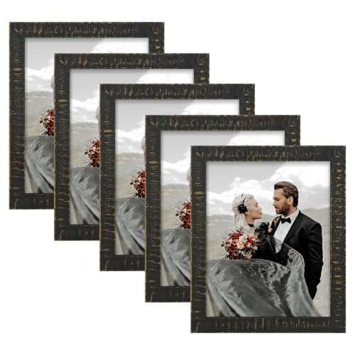 Golden State Art 8x10 Picture Frame,Rustic Black Solid Wood & Plexiglass