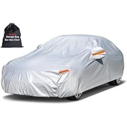 Kayme Sedan Car Cover See Vehicle Size Chart for Accurate Fit, Size A4 | 100% Waterproof All Weather Heavy Duty. Protects Against Sun, Rain, Snow, Dust. Soft Cotton. Driver Door Zipper, Storage Bag