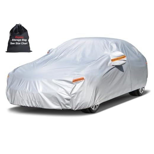 Kayme 6 Layers Car Cover Waterproof All Weather for Automobiles, Outdoor Full Cover Rain Sun UV Protection with Zipper Cotton, Universal Fit for Sedan (186-193 inch)