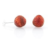  POPDITO Ohrstecker Schaumkoralle Kugel rot matt, Silber 925