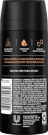 AXE Dark Temptation Body Spray Deodorant for Men, 4 Oz, Pack of 6