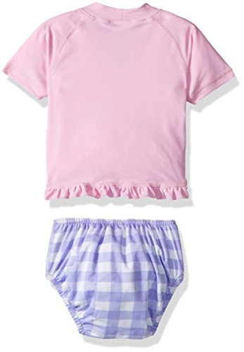 KIKO & MAX Girls' Rashguard and Diaper Cover Swim Set, Pink Whales, M - Thumbnail 2