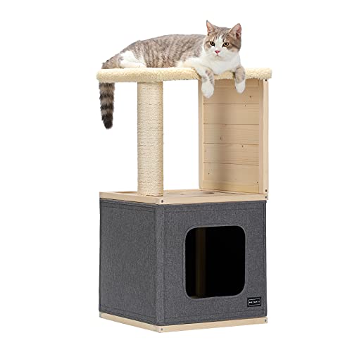 Modern Cat Tree With Scratching Post Multi-Level Towers Cat Activity Tower With Removable Oxford Cloth And Soft Mats #TOP21
