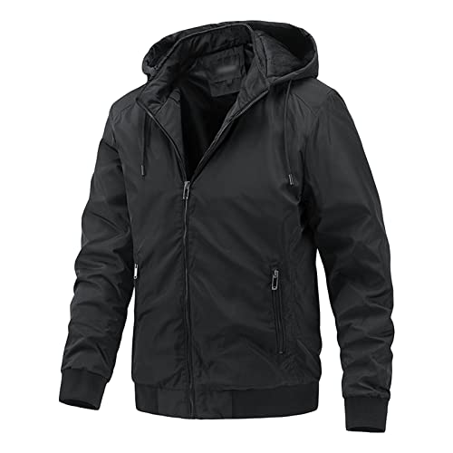 Veste à capuche pour homme veste mi-saison légère et imperméable style casual