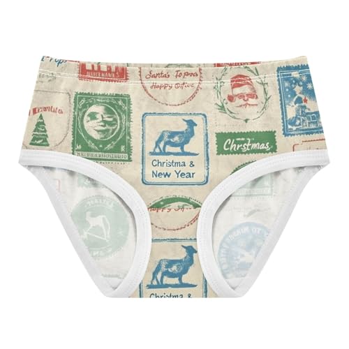Girls' Training Panties Organic Underpants for Girls Colorful Stamp Christmas Seamless