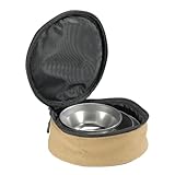 LatoYard Juego de cubiertos de acero inoxidable para camping, kit de cubiertos de metal 304, juego de comedor portátil para exteriores con bolsa de transporte