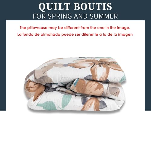 Miniatura 2 de Besch Colcha Boutis Para Primavera Y Verano Con Diseño Flores 2 Funda Cojin 50x70 Cm - Cubrecama Ligera Fina Entretiempo Extra Suave Y Transpirable Cama 150, 240x260cm