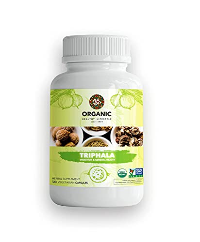 Organic Healthy Lifestyle Triphala Herbal Supplement for Digestion, Metabolism, Immune System, General Health Support - USDA Certified, Non-GMO Organic Triphala Supplement - 120 Vegetarian Capsules