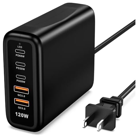 USB C Charging Station Fast Wall Charger USBC Charging Power Hub for Multiple Device Desktop Charge Block 3 USB C 2 USB A 120W Pd Rapid Strip Adapter Compatible for iPhone iPad Galaxy Smart Cell Phone Cover