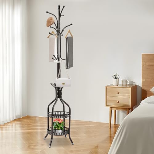 Kaichenyt Freestanding Coat Rack Solid Color Metal Coat Tree Rack