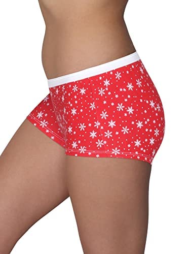 Fruit Of The Loom Women's Cotton Boyshort Panties, 3 Pack-Holiday Print, 10 #TOP3