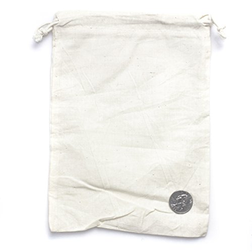Knitial 6"x9" Natural Cotton Muslin High Quality Drawstring Bags Multipurpose 25 Bag Pack