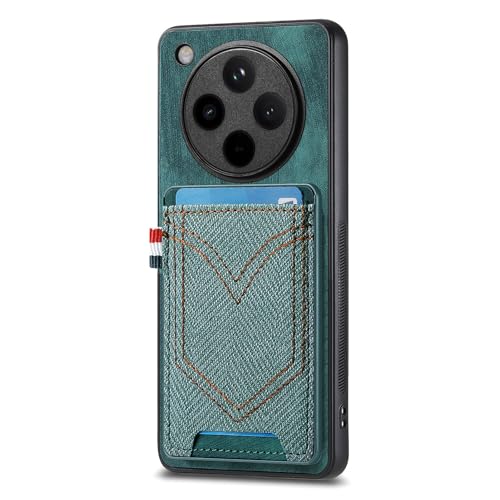 Jiajihua Case Compatible with Oppo Find X8 Ultra Wallet Card Slot Magnetic 3 in 1 [PC+TPU+PU] Anti-Drop Cover Green
