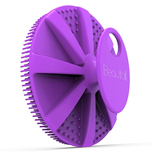BEAUTAIL Silicone Body Scrubber, BEAUTAIL Shower Bath Scrubber, More Hygienic Than Traditional Loofah, Lather Nicely, Long Lasting, Gentle Exfoliating Brush for Women Men Baby Sensitive Skin, 1 Pack, Black