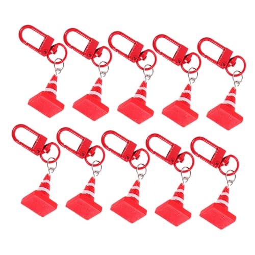 ibasenice 10pcs Road Cone Pendant Traffic Cones Key Fob Accessories for Accessories Car Decorations Road Charm Key Ornament Bag Decor Pendant Keyring Hanging Decor Resin Red