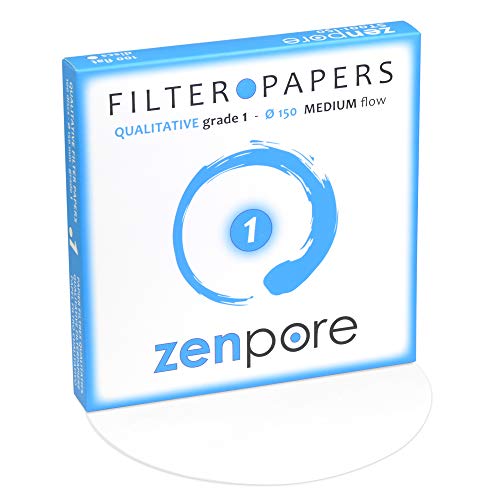 zenpore Papel de filtro cualitativo premium de 15 cm, grado cualitativo estándar 1 con retención de partículas de 150 micras, velocidad de filtración media, paquete de 100 Cover