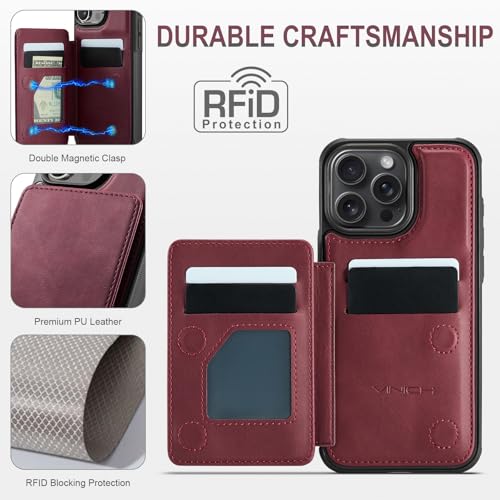 image for Vinich for iPhone 14 Pro Max Wallet Case with Card Holder, RFID Blocki