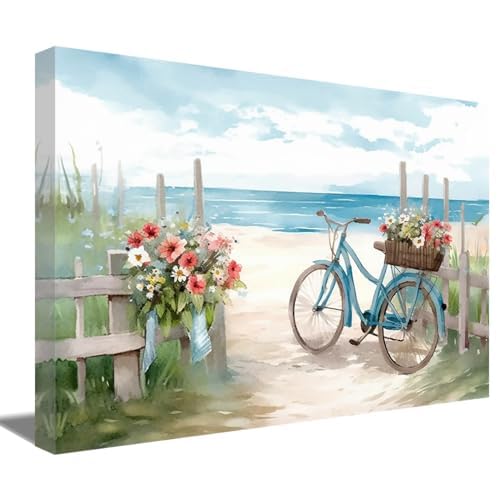 Impression sur toile aquarelle bord de mer grand format 50x70cm