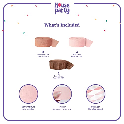 House Of Party Crepe Paper Streamers 6 Crepe Paper Rolls 492Ft (1.8 Inch X 82 Ft/Roll) - Pack Of 3 Shades Of Pink X 2 Streamers Party Decorations #TOP1