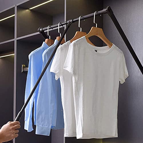 Pull Down Closet Rod,Adjustable Width Clothesrack,Wardrobe Lift Rail,Storage System Closet Hanger Rod For Hanging Clothes (60~83Cm) #TOP10