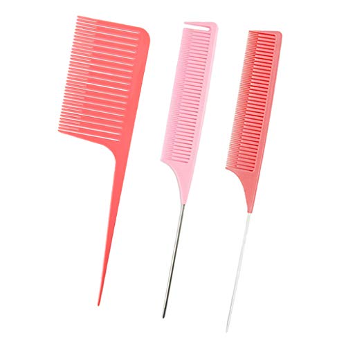 Bonarty 3 Pcs Highlight Comb,Weaving Highlighting Foiling Hair Comb Dyeing Combs ABS One-Way, Professional Hair Coloring Comb For Hair Salons, Home Use, 2 Small & 1 Large