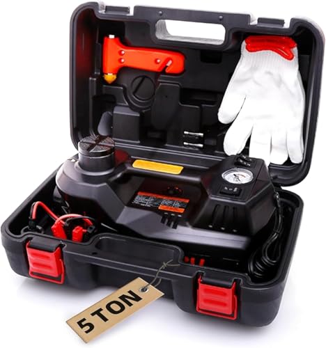 ROGTZ 5T Electric Hydraulic Jack - 4-in-1 Multifunctional Car Jack Kit with Integrated Air Pump LED Light and Tyre Pressure Gauge Ideal for SUVs Cars & Trucks
