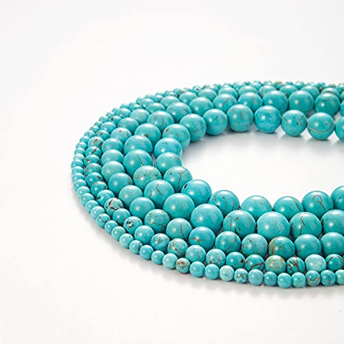 100Pcs Natural Stone Beads 8mm Turquoise Round Gemstone Loose Beads with Elastic Bracelet String for Bracelets Necklace Jewelry Making