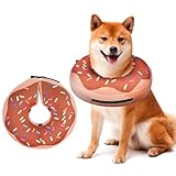 BINGPET エリザベスカラー 犬 猫 カラー ペット用品 ケアカラー 引っ掻き防止 傷舐め防止 首に優しい 術後ケア 避妊手術 去勢手術 着脱簡単 洗える 柔らかい クッション 柔軟 軽量 ソフト 通気性 ストレスフリー ケガ 介護 人気 可愛い ドーナッツ おしゃれ 小型犬 中型犬 大型犬 ねこ ネコ 犬猫兼用 （ブラウン、Mサイズ）