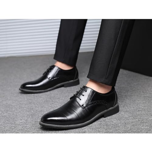 Men's Oxford Shoes Comfortable Fashion Pointed Toe Dress Oxfords Shoes Classic Men's Oxford Dress Shoes (Black,9)2