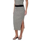 Quiksilver Women's Cora Bay Yarn Dyed Stripe Sweater Midi Skirt, Black, Medium