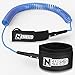 Own the Wave 'The Nemesis' Premium 10' Stand Up Paddle Leash Coiled - Stainless Steel Double Swivels and Triple Rail Savers - for Paddleboarding and Surfing (Blue)
